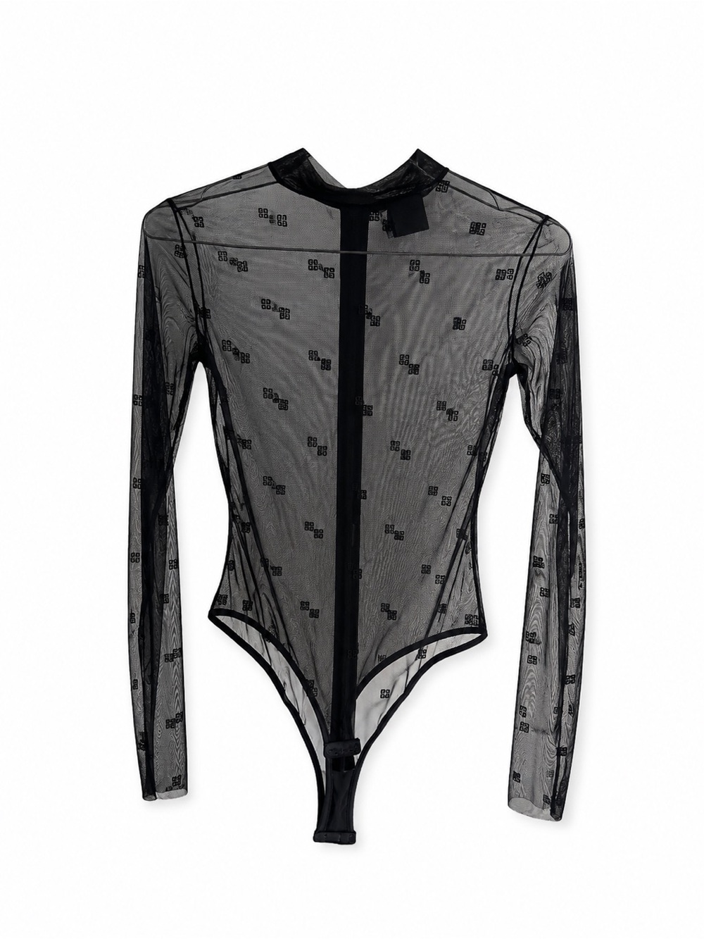 Givenchy Black 4G Logo Sheer Mesh Bodysuit XS